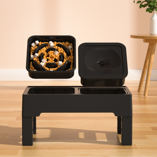 Comedouro e Bebedouro Elevado Ajust¨¢vel para Cachorros e Gatos