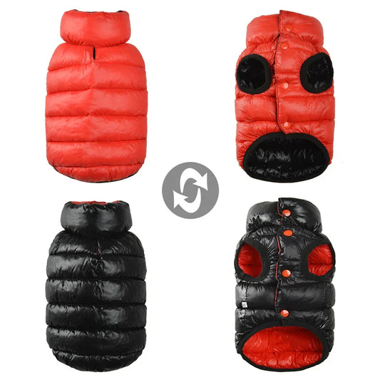 Pet Outlet - Colete de frio para Cachorros - Dupla face e Imperme¨¢vel - Vermelho