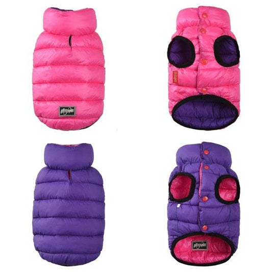 Pet Outlet - Colete de frio para Cachorros - Dupla face e Imperme¨¢vel - Rosa / Roxo